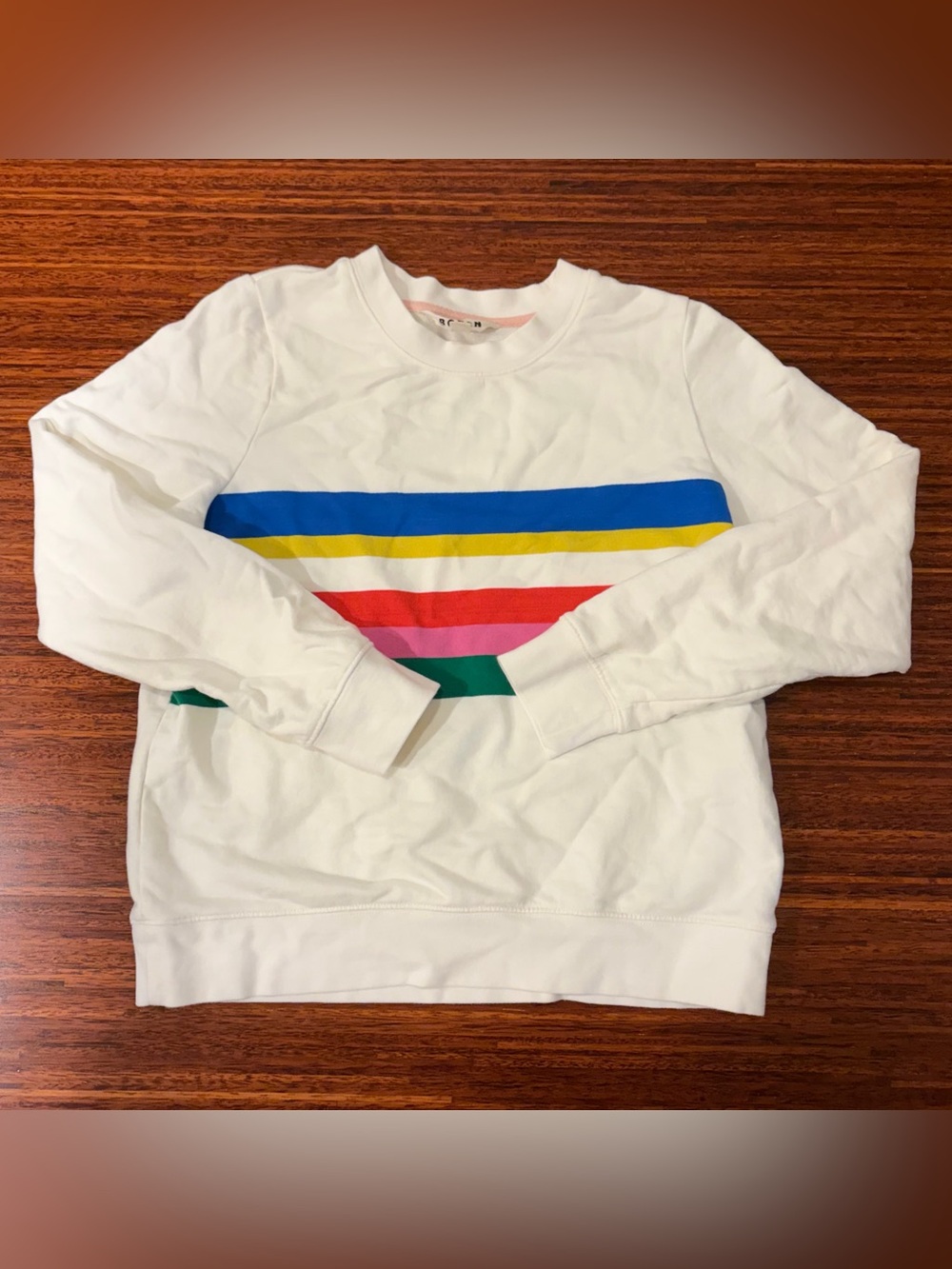 Boden Hannah Printed Sweatshirt - Ivory Multi Stripe, XS EUC Preppy